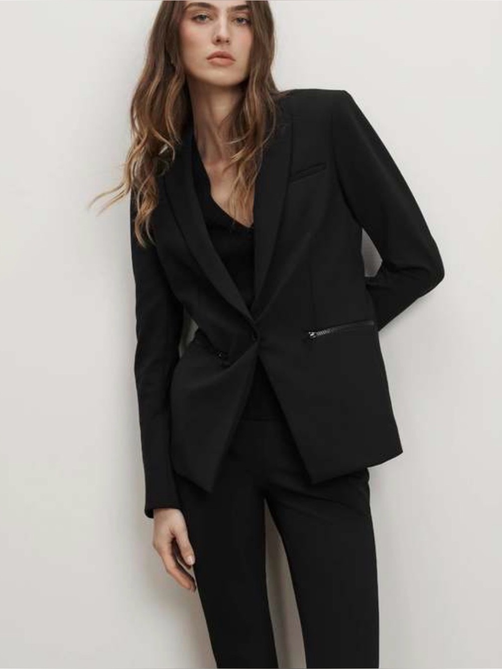 Veronica Beard Iconic Scuba Dickey Jacket Blazer Size 8 black Zipper Pockets